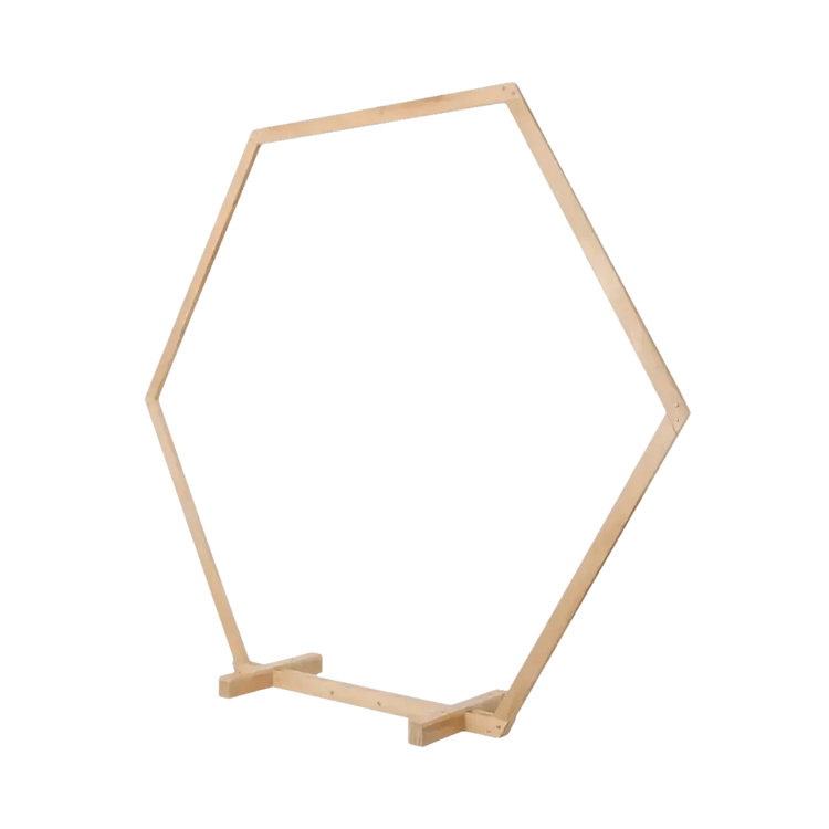 Hexagonal Wooden Wedding Arch with Floral Decorations - GiFTiFY