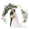 Hexagonal Wooden Wedding Arch with Floral Decorations - GiFTiFY