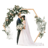 Hexagonal Wooden Wedding Arch with Floral Decorations - GiFTiFY