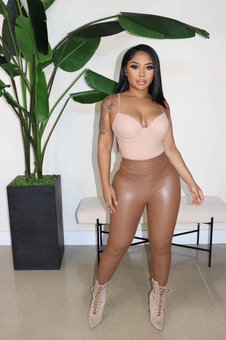 The Marlene High Rise Vegan Leather Tights - GiFTiFY