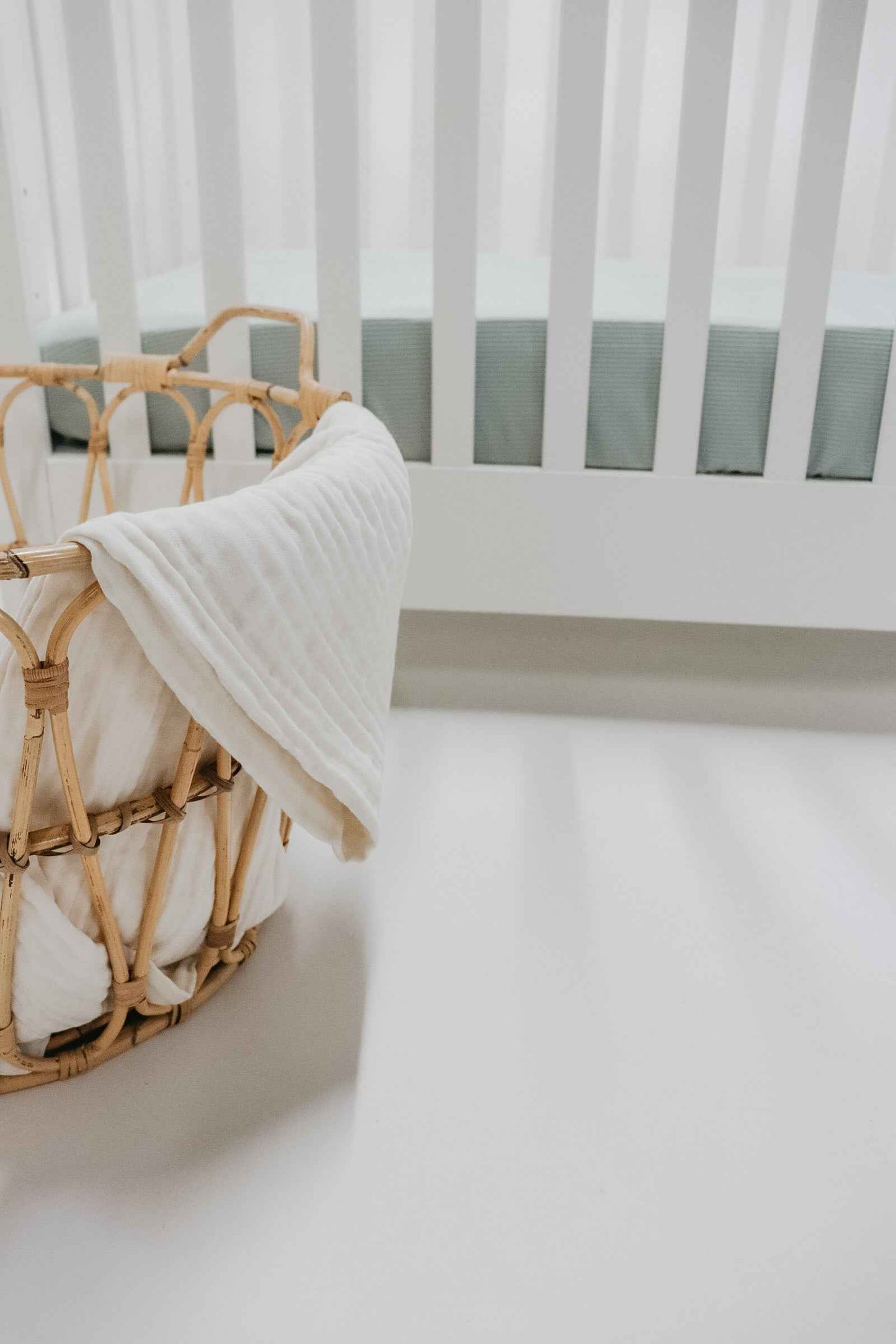 Seafoam Ribbed Crib Sheet