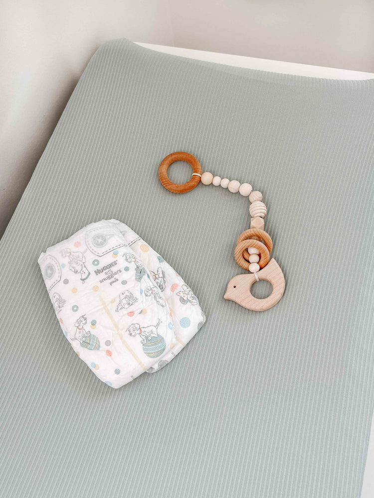 Seafoam Ribbed Changing Pad Cover - GiFTiFY