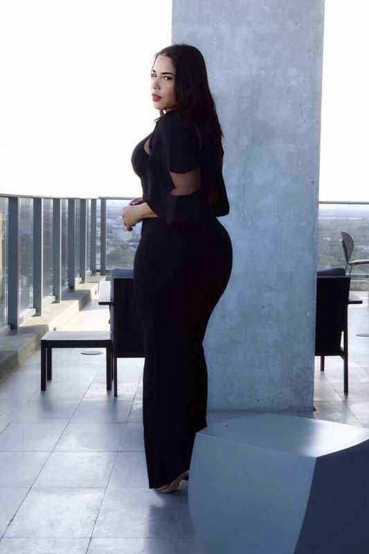 La Mesh Inserted Fashion Jumpsuit