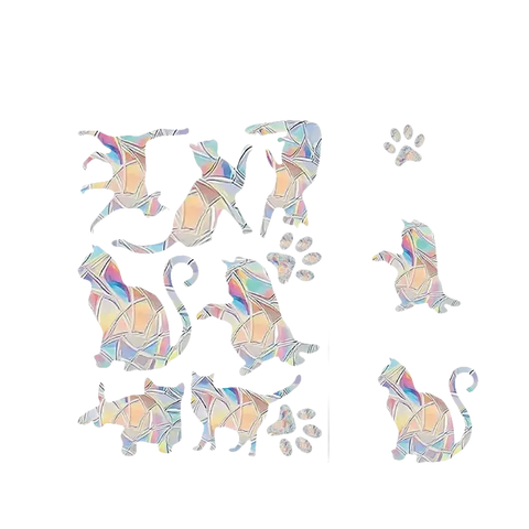 Cat-themed stained glass window clings.