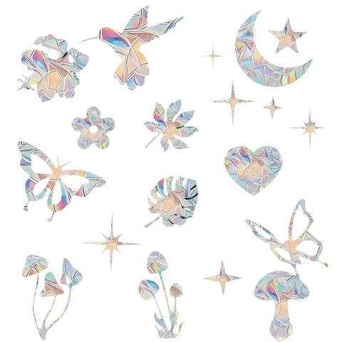 Iridescent window clings.