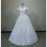 Ivory Lace Off Shoulder Wedding Gown 50cm Train - GiFTiFY