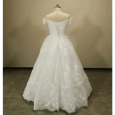 Ivory Lace Off Shoulder Wedding Gown 50cm Train - GiFTiFY