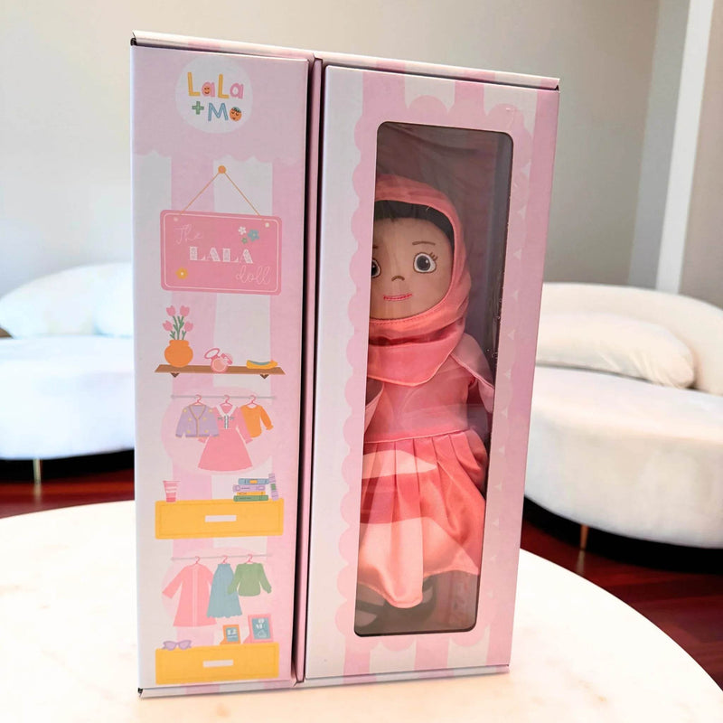 The Lala Doll + 4 Outfits + Prayer Rug | My First Hijabi, Muslim Doll Doll by Lala + Mo