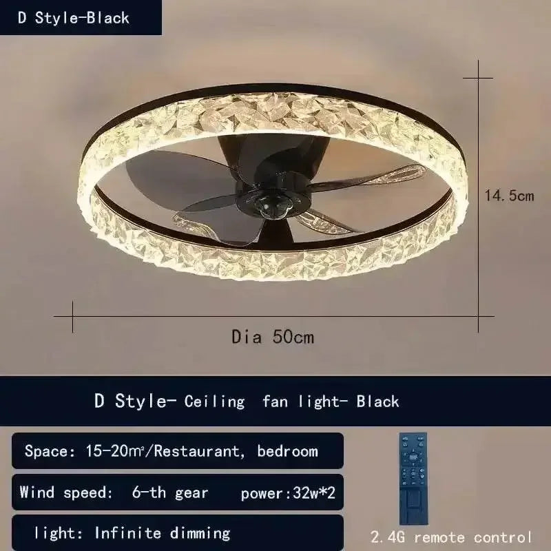LED Ceiling Fan with Remote Control Chandelier by DSERS