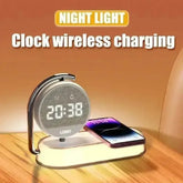 LED Night Light 3 Lights 360° Rotate Clock Alarm Clock Desktop Mobile Phone Wireless Charger for Bedroom Smart Phones Room Decor - GiFTiFY