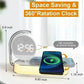 LED Night Light 3 Lights 360° Rotate Clock Alarm Clock Desktop Mobile Phone Wireless Charger for Bedroom Smart Phones Room Decor - GiFTiFY