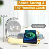 LED Night Light 3 Lights 360° Rotate Clock Alarm Clock Desktop Mobile Phone Wireless Charger for Bedroom Smart Phones Room Decor - GiFTiFY