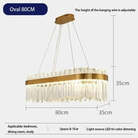 Luxury Modest Crystal Ceiling Pendant Light for Living Dining Table Room Kitchen Gold Hanging Chandelier Home Decor