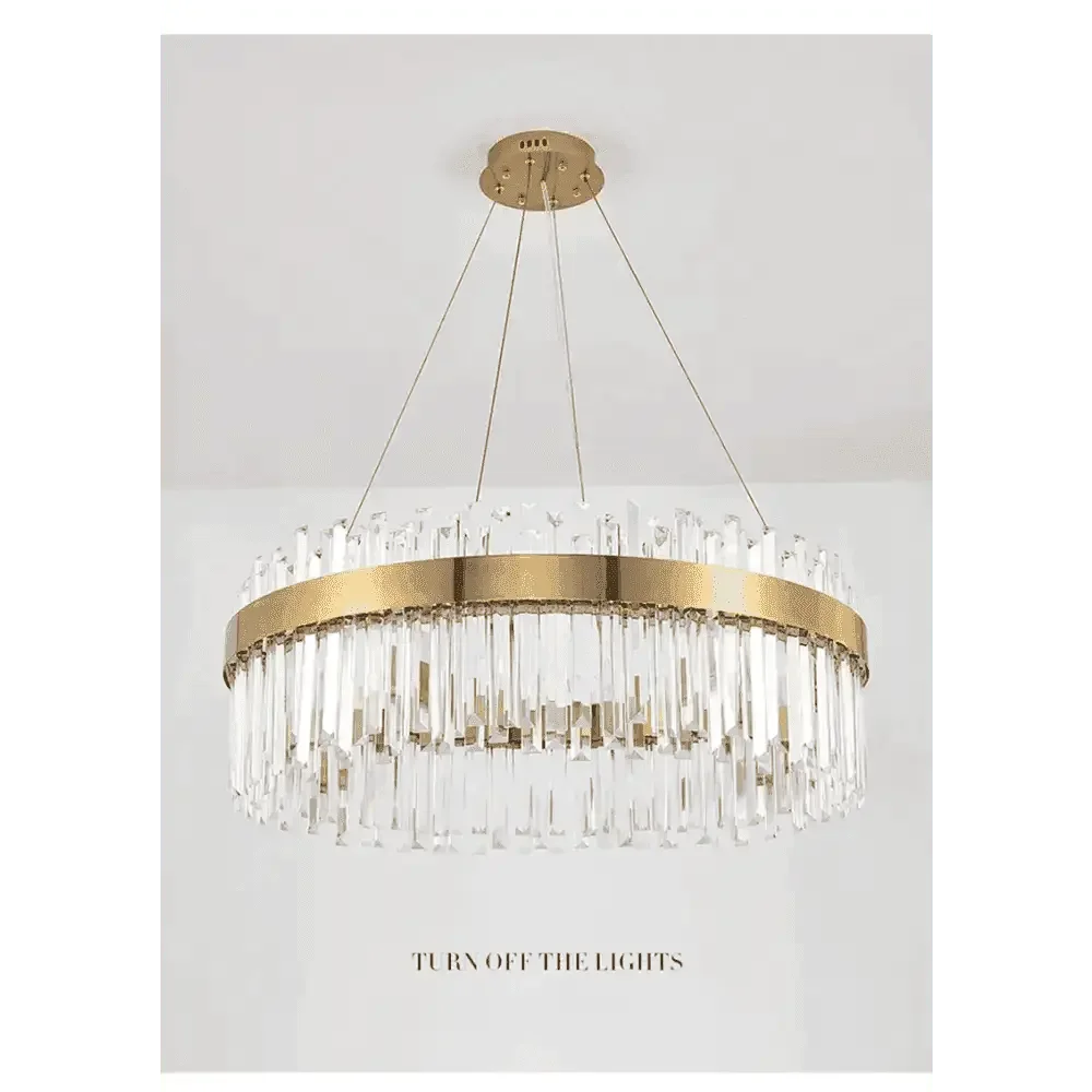 Gold Dia 80cm Crystal Ceiling Pendant Luxury Modest Crystal Chandelier Round Crystal Chandelier - GiFTiFY