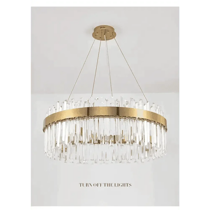Gold Dia 80cm Crystal Ceiling Pendant Luxury Modest Crystal Chandelier Round Crystal Chandelier - GiFTiFY