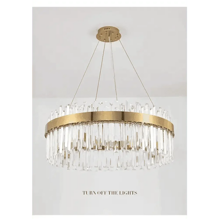 Gold Dia 80cm Crystal Ceiling Pendant Luxury Modest Crystal Chandelier Round Crystal Chandelier - GiFTiFY