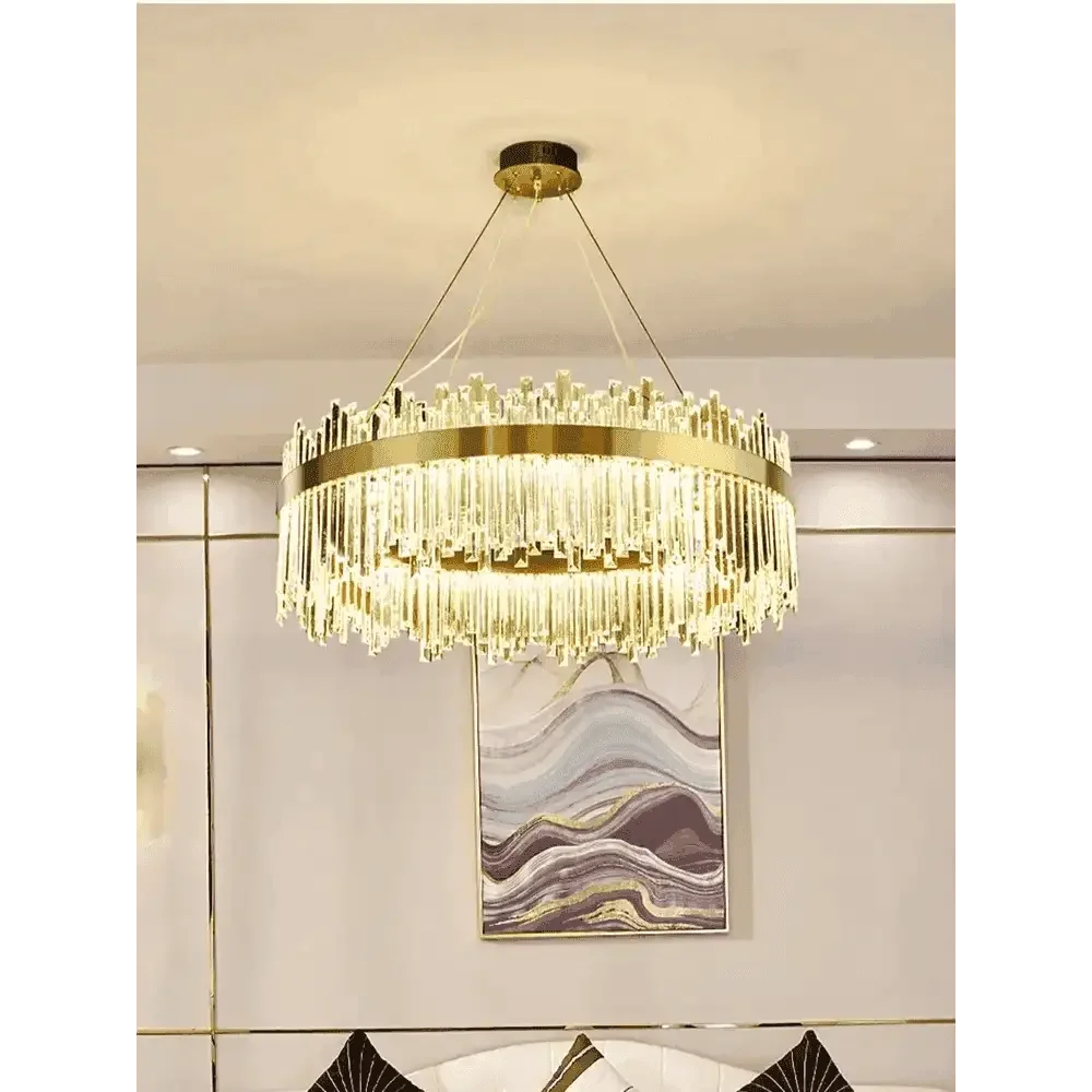 Gold Dia 80cm Crystal Ceiling Pendant Luxury Modest Crystal Chandelier Round Crystal Chandelier - GiFTiFY
