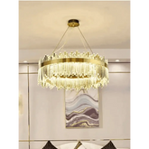 Gold Dia 80cm Crystal Ceiling Pendant Luxury Modest Crystal Chandelier Round Crystal Chandelier - GiFTiFY