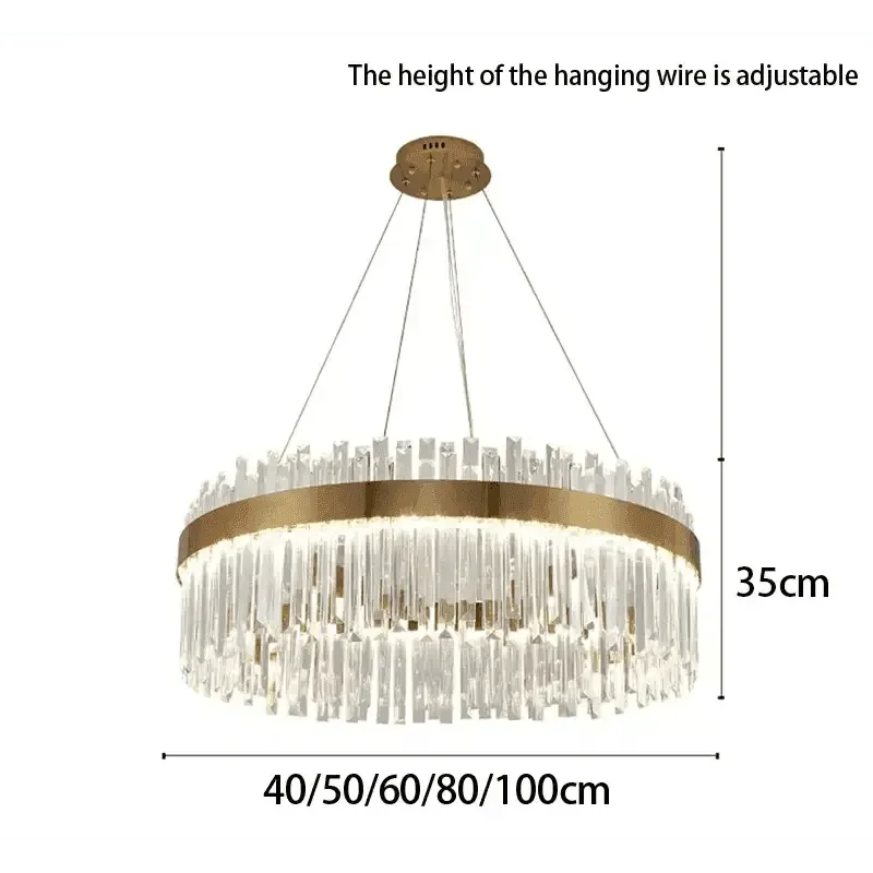 Gold Dia 80cm Crystal Ceiling Pendant Luxury Modest Crystal Chandelier Round Crystal Chandelier - GiFTiFY