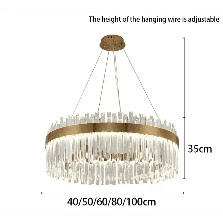 Gold Dia 80cm Crystal Ceiling Pendant Luxury Modest Crystal Chandelier Round Crystal Chandelier - GiFTiFY