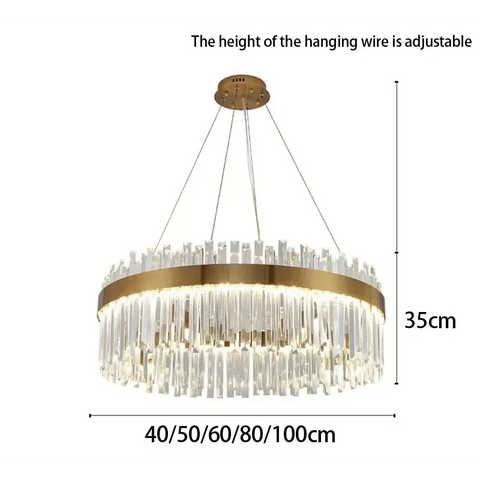 Luxury Modest Crystal Ceiling Pendant Light for Living Dining Table Room Kitchen Gold Hanging Chandelier Home Decor