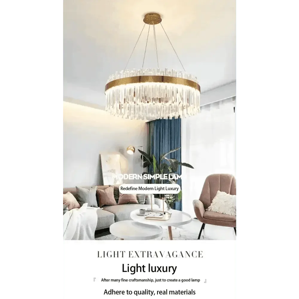 Gold Dia 80cm Crystal Ceiling Pendant Luxury Modest Crystal Chandelier Round Crystal Chandelier - GiFTiFY