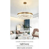 Gold Dia 80cm Crystal Ceiling Pendant Luxury Modest Crystal Chandelier Round Crystal Chandelier - GiFTiFY