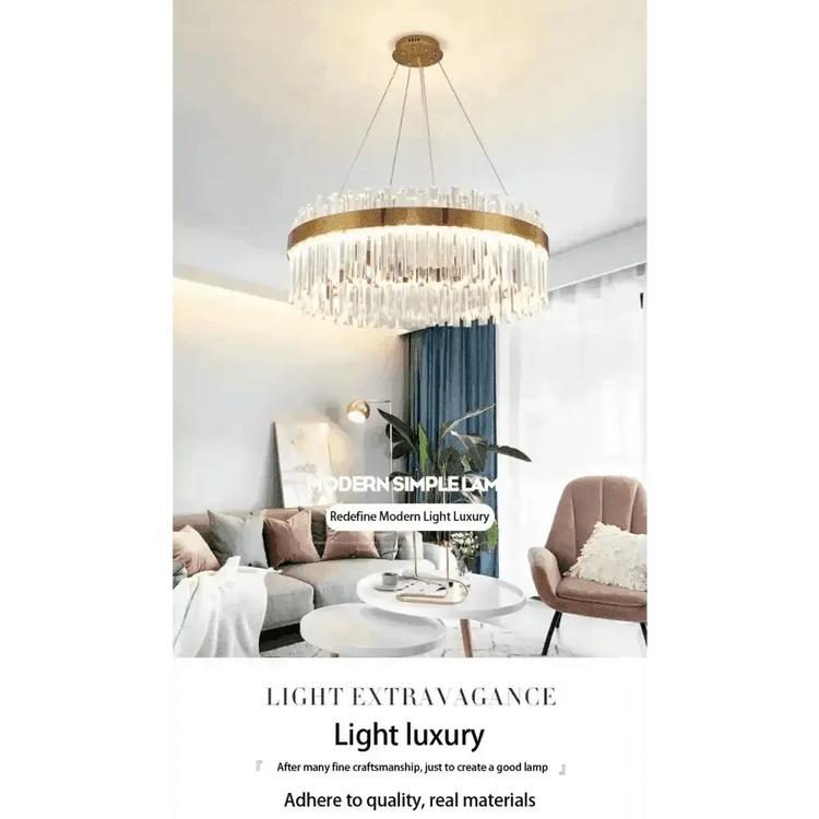 Gold Dia 80cm Crystal Ceiling Pendant Luxury Modest Crystal Chandelier Round Crystal Chandelier - GiFTiFY
