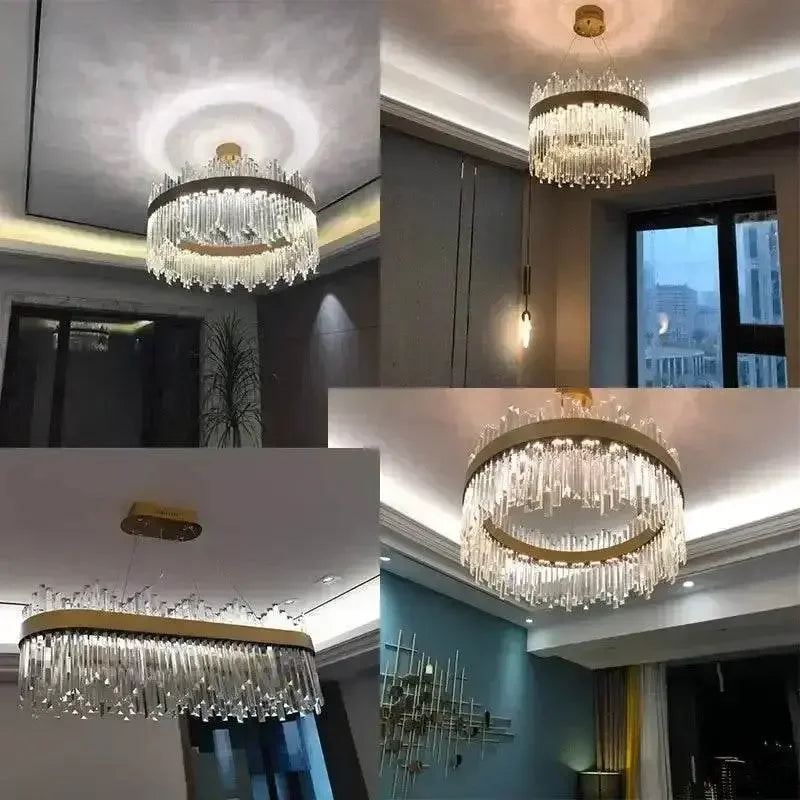 Gold Dia 80cm Crystal Ceiling Pendant Luxury Modest Crystal Chandelier Round Crystal Chandelier - GiFTiFY