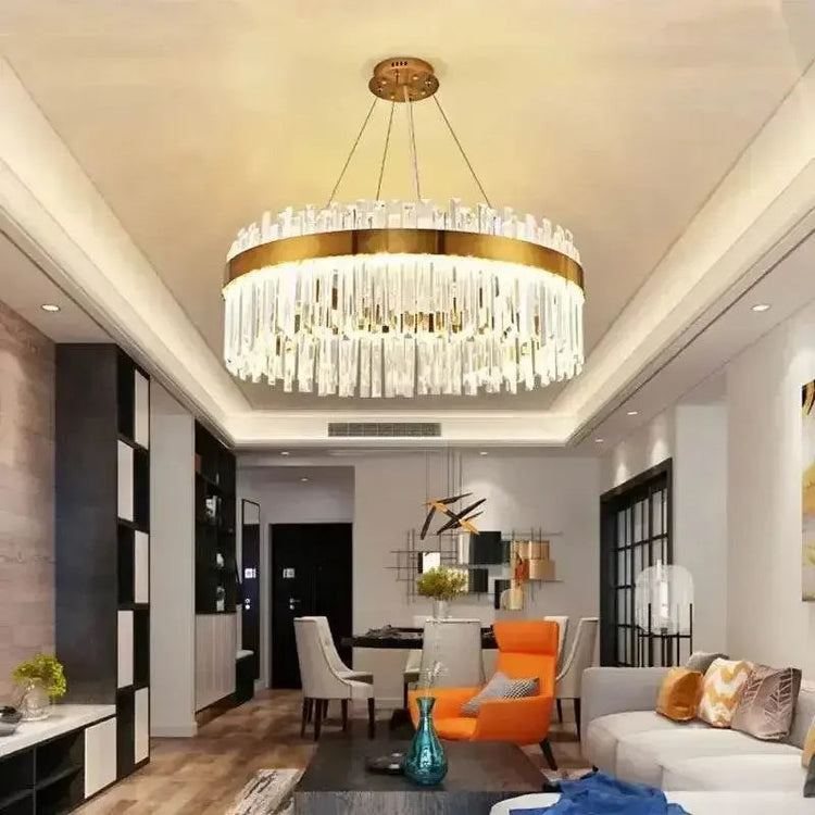 Gold Dia 80cm Crystal Ceiling Pendant Luxury Modest Crystal Chandelier Round Crystal Chandelier - GiFTiFY