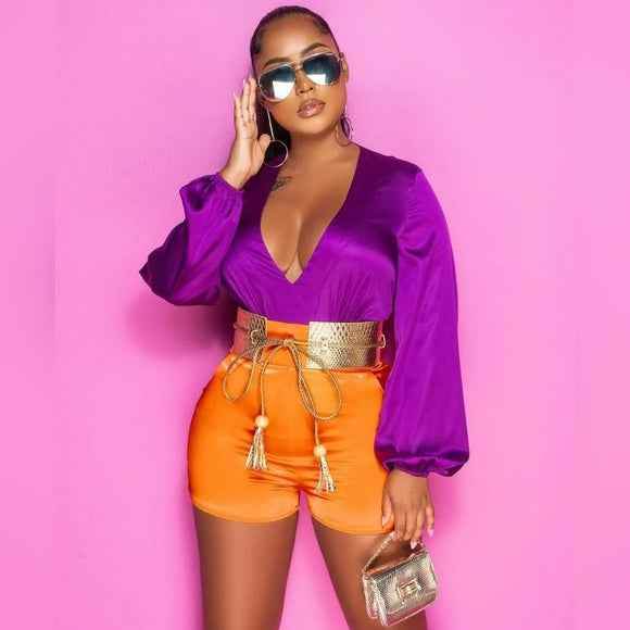 So Crazy In Love Purple and Orange Romper - GiFTiFY