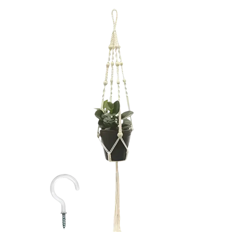 Macrame plant hanger with hook.