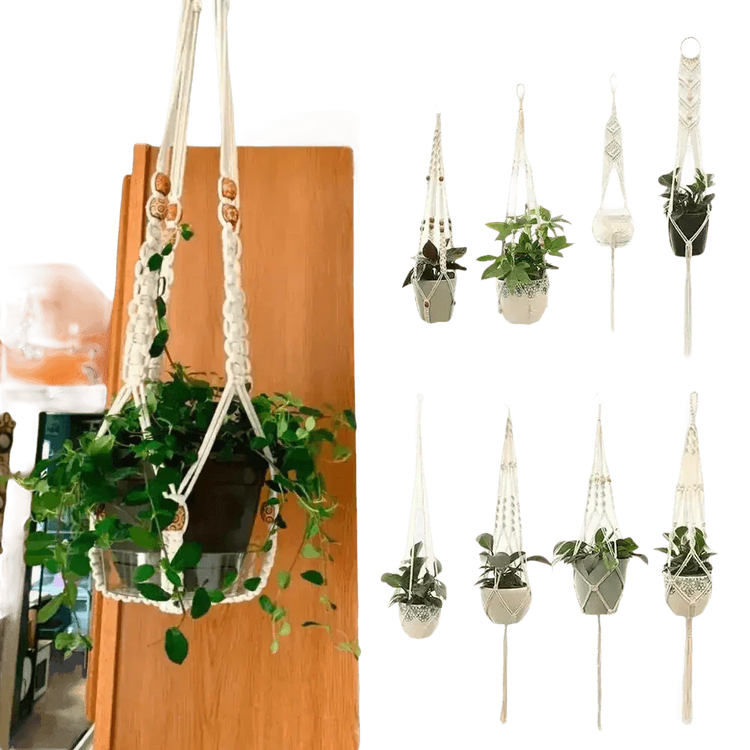 Macrame Plant Shelves with Plants Gardening Macrame Plant Hangers - GiFTiFY