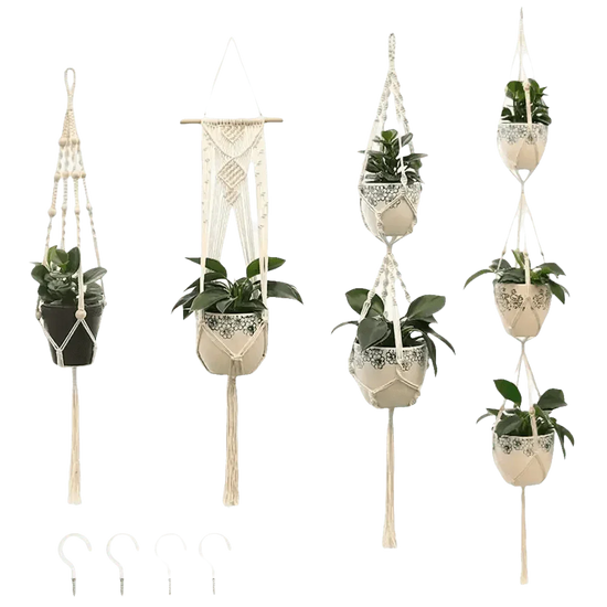 Macrame Plant Shelves with Plants Gardening Macrame Plant Hangers - GiFTiFY