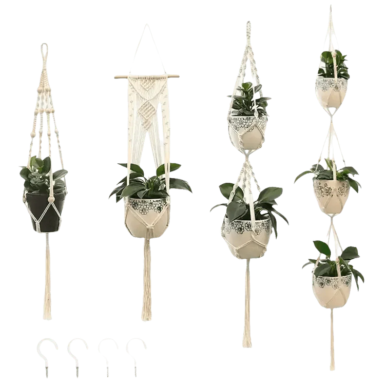 Macrame Plant Shelves with Plants Gardening Macrame Plant Hangers - GiFTiFY