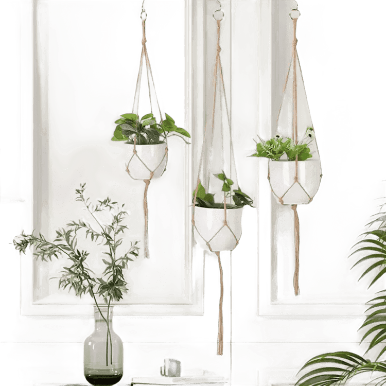 Macrame Plant Shelves with Plants Gardening Macrame Plant Hangers - GiFTiFY
