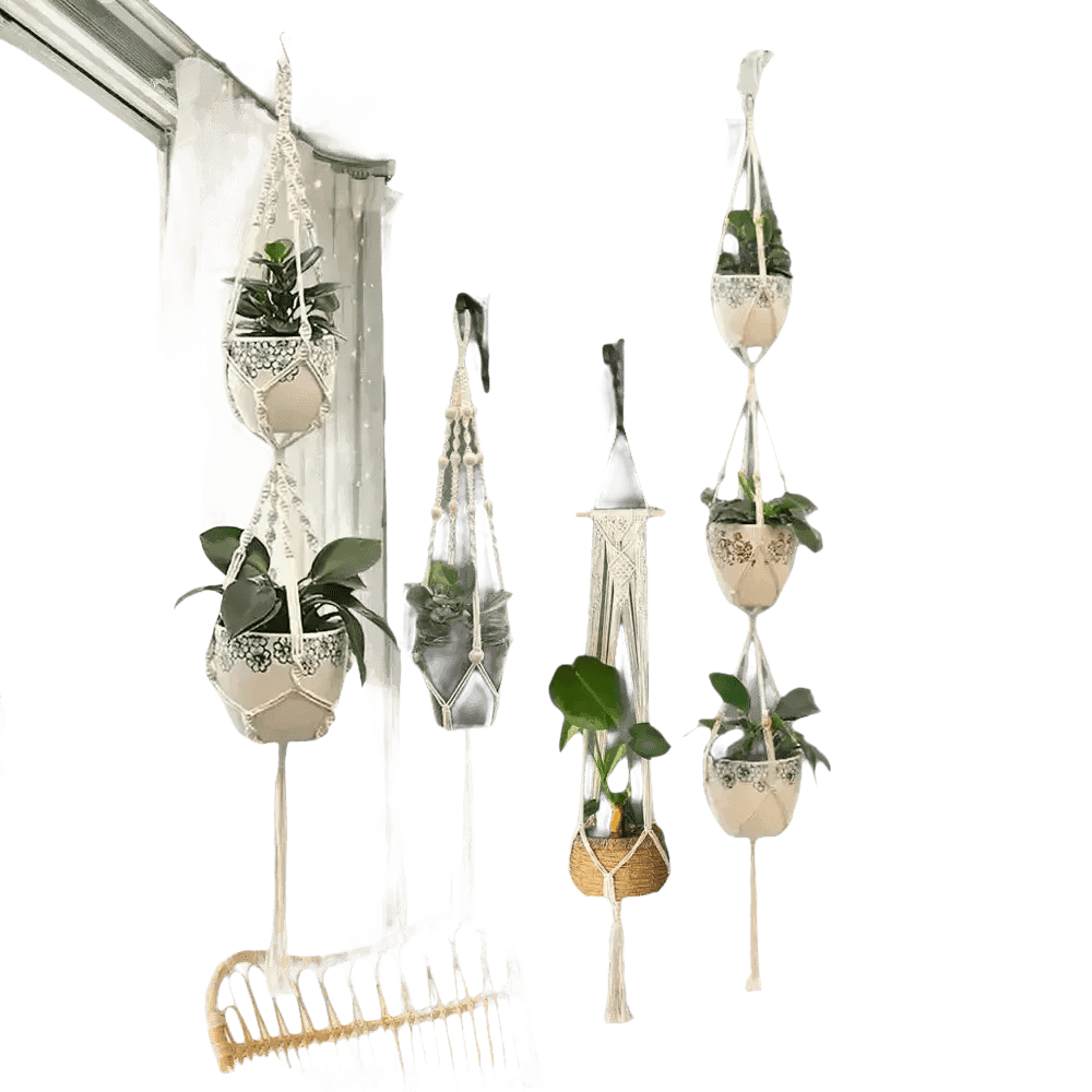 Macrame Plant Shelves with Plants Gardening Macrame Plant Hangers - GiFTiFY