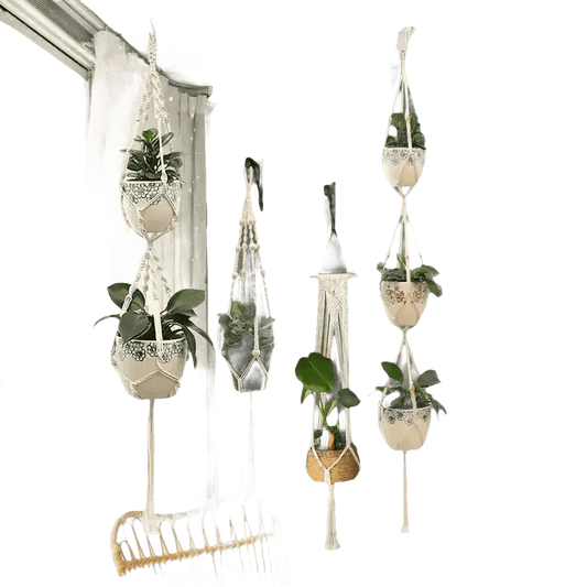 Macrame Plant Shelves with Plants Gardening Macrame Plant Hangers - GiFTiFY