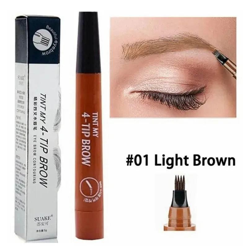Brown Waterproof Brow Microblading Pen Eyebrow Eyeliner Brush by DK-Cosmetics Store