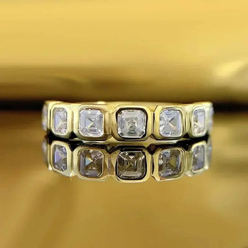 Radiant Cut Lab Moissanite Diamond Ring 100% Real 925 Rings by Dropshee
