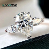 1/2/3/4ct Pear Cut All Moissanite Engagement Rings