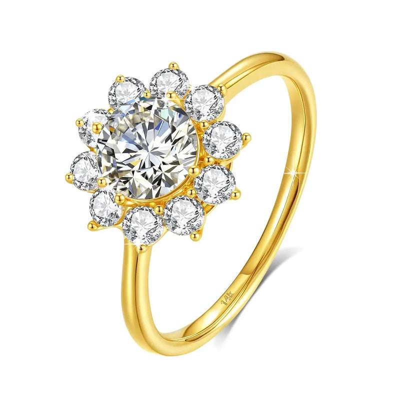 14K Gold Moissanite Flower Ring Rings by Dropshee