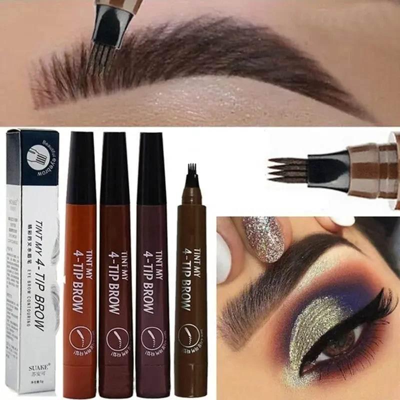 Brown Waterproof Brow Microblading Pen Eyebrow Eyeliner Brush by DK-Cosmetics Store