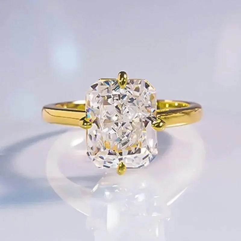 Radiant Cut Lab Moissanite Diamond Ring 100% Real 925 Rings by Dropshee