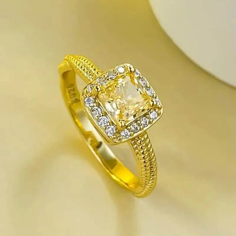Radiant Cut Lab Moissanite Diamond Ring 100% Real 925 Rings by Dropshee