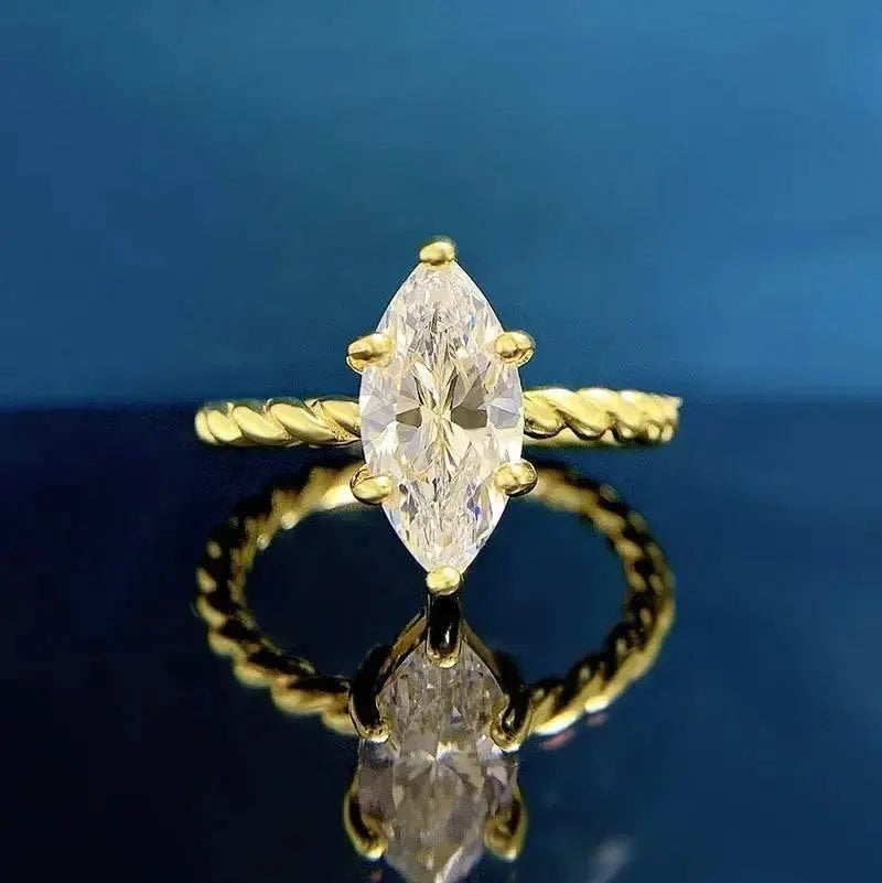 Radiant Cut Lab Moissanite Diamond Ring 100% Real 925 Rings by Dropshee