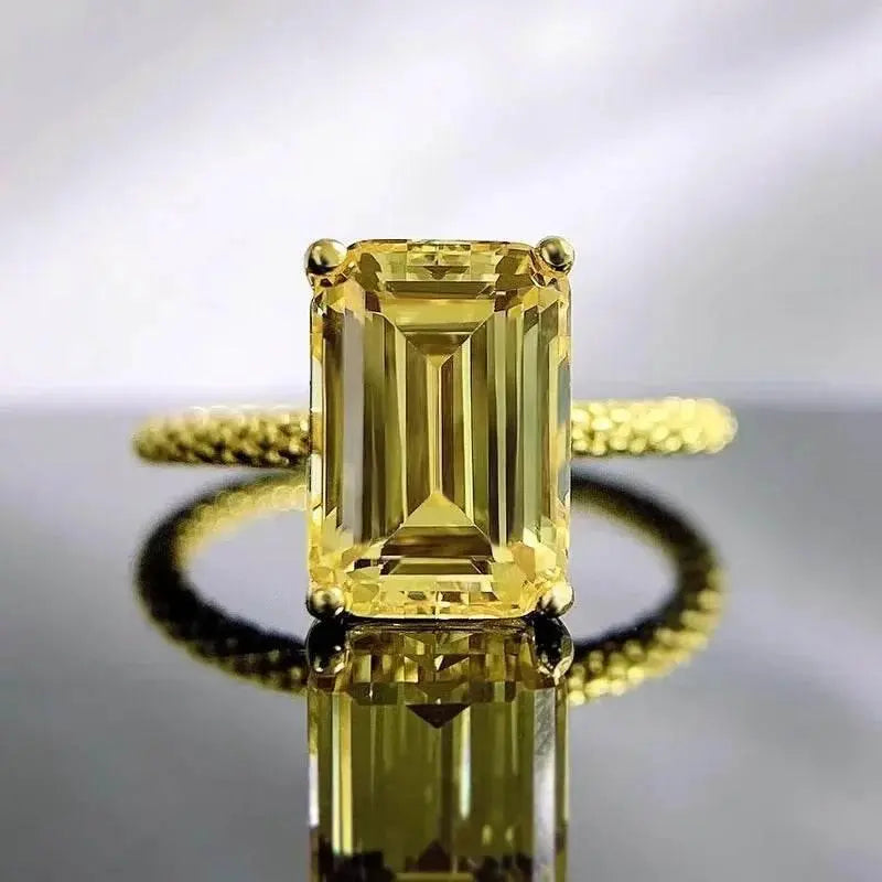 Radiant Cut Lab Moissanite Diamond Ring 100% Real 925 Rings by Dropshee