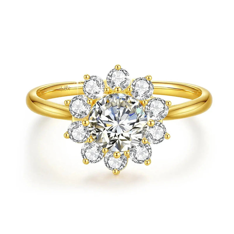 14K Gold Moissanite Flower Ring Rings by Dropshee