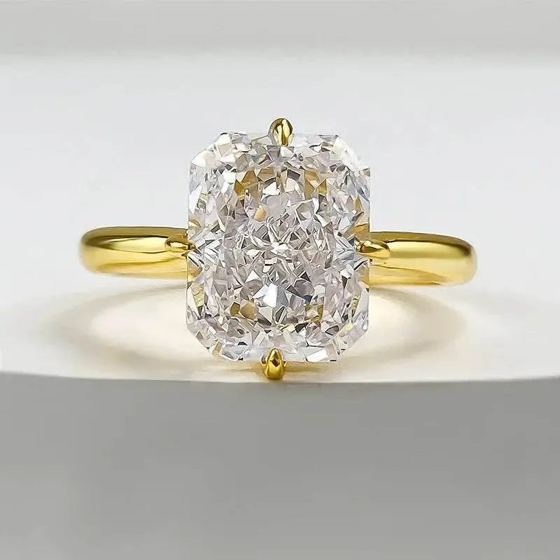Radiant Cut Lab Moissanite Diamond Ring 100% Real 925 Rings by Dropshee