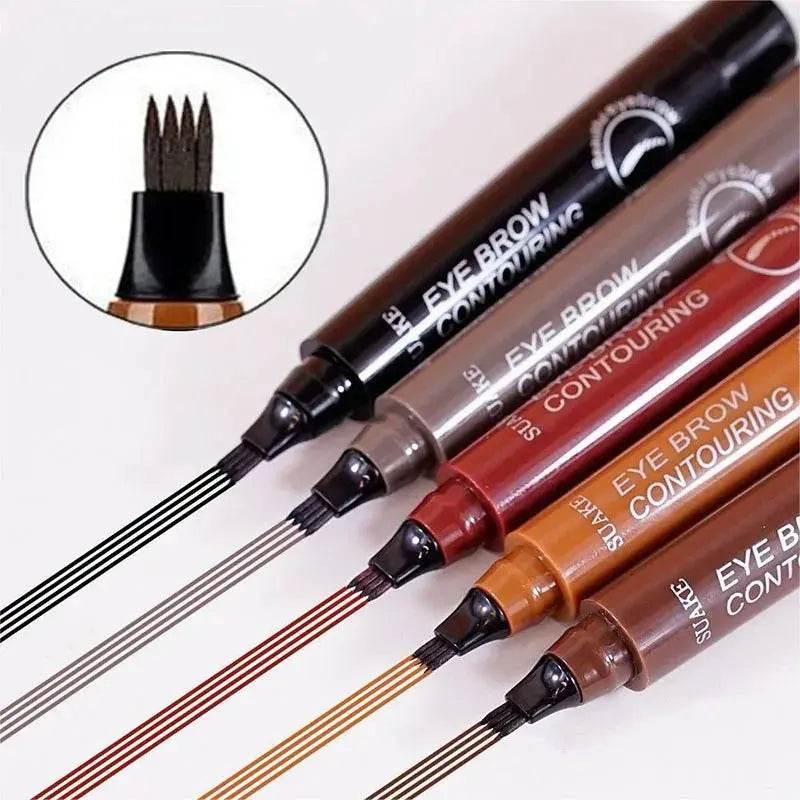 Brown Waterproof Brow Microblading Pen Eyebrow Eyeliner Brush by DK-Cosmetics Store
